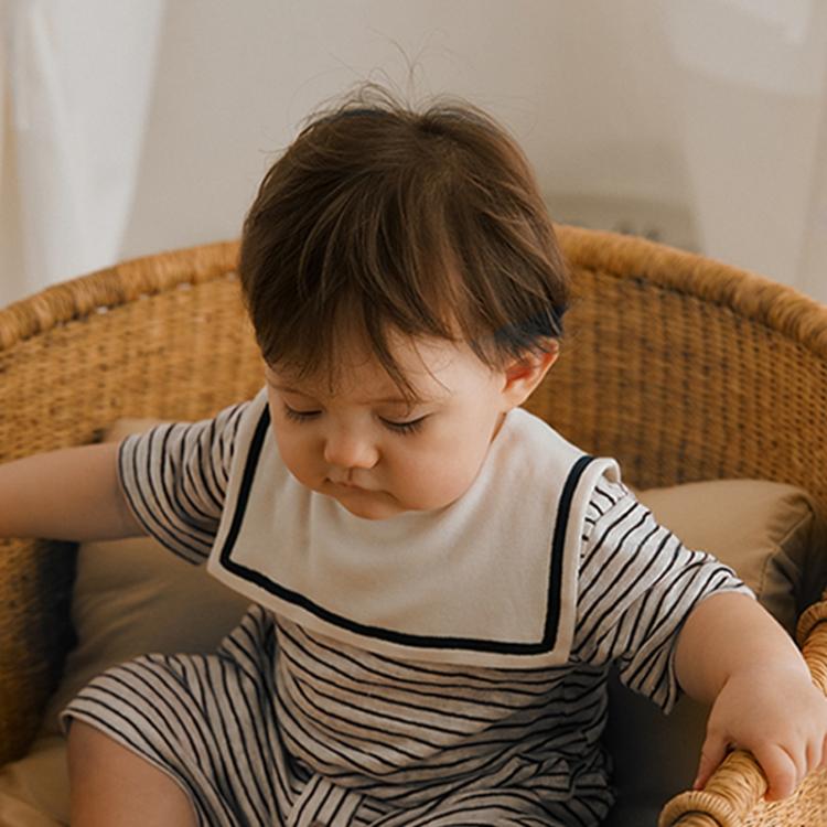 Benzdeer Baby Bib Infants Saliva Towel, Beige Square Collar