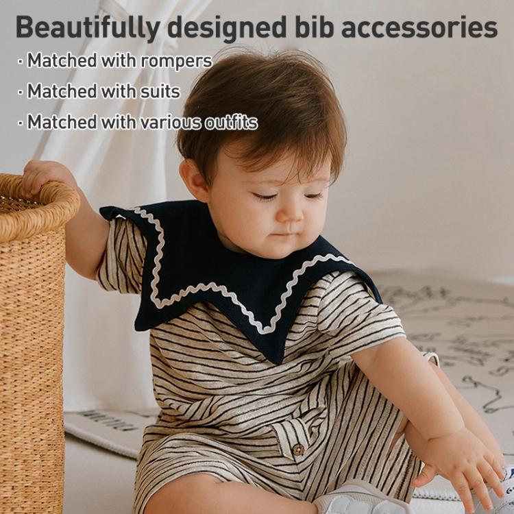 Benzdeer Baby Bib Infants Saliva Towel, Brown Striped Square Collar
