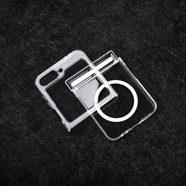 For Samsung Galaxy Z Flip5 5G / Flip6 5G Transparent PC Dual Axis MagSafe Shockproof Phone Case