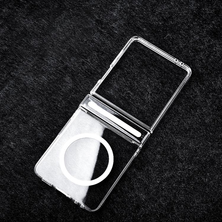 For Samsung Galaxy Z Flip7 5G Transparent PC Dual Axis MagSafe Shockproof Phone Case