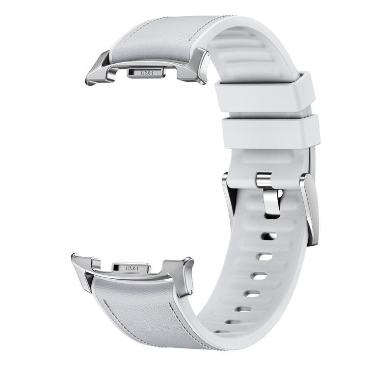 For Samsung Galaxy Watch8 Classic 46mm Silicone Leather Skin Watch Band with 3D Curved Film