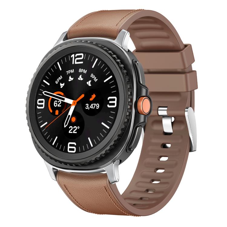 For Samsung Galaxy Watch8 Classic 46mm Silicone Leather Skin Watch Band with 3D Curved Film