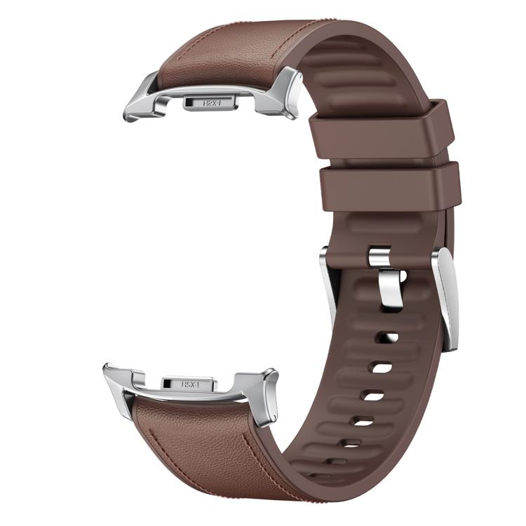 For Samsung Galaxy Watch8 Classic 46mm Silicone Leather Skin Watch Band with 3D Curved Film