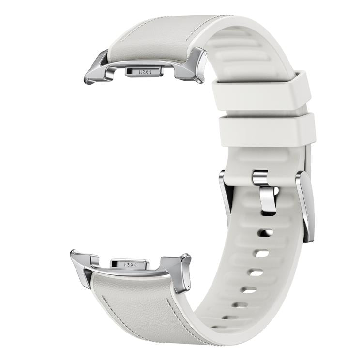For Samsung Galaxy Watch8 40mm Silicone Leather Skin Watch Band with 3D Curved Film