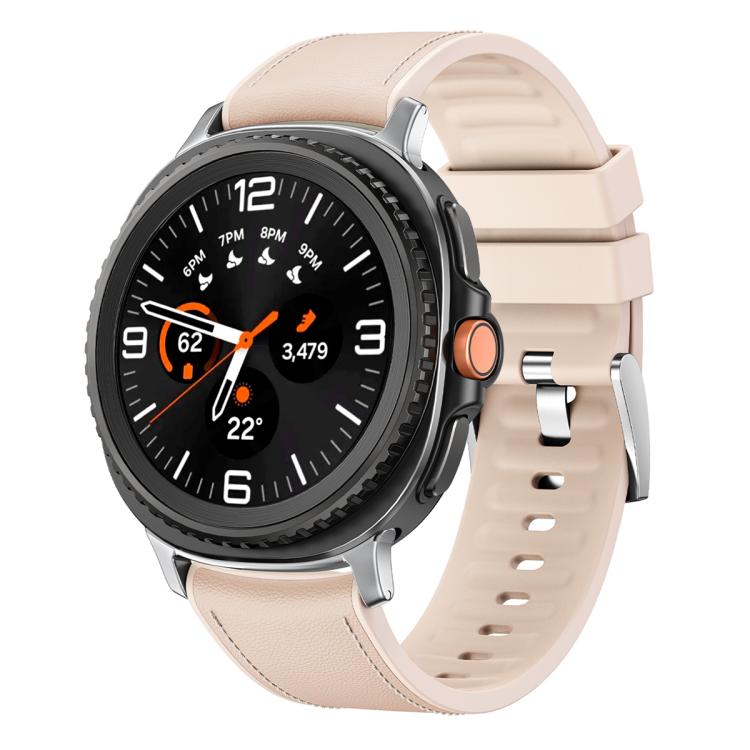For Samsung Galaxy Watch8 40mm Silicone Leather Skin Watch Band with 3D Curved Film
