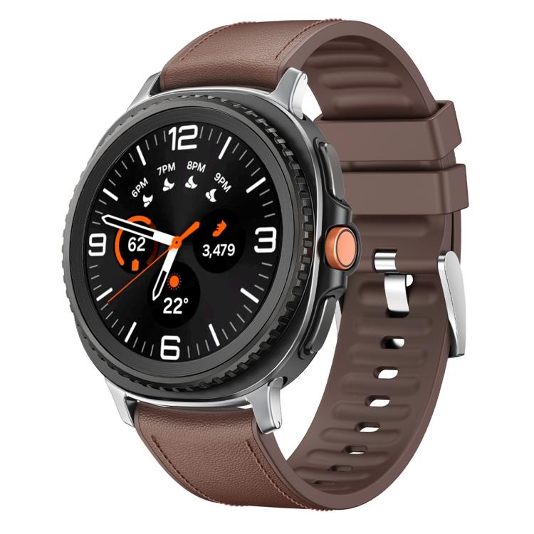 For Samsung Galaxy Watch8 40mm Silicone Leather Skin Watch Band with 3D Curved Film