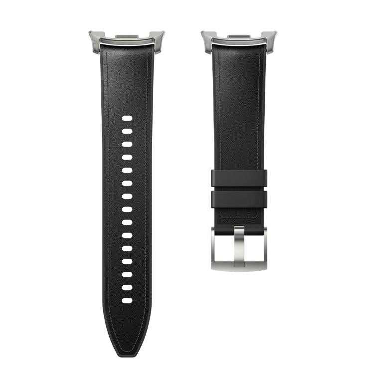 For Samsung Galaxy Watch8 44mm Silicone Leather Skin Watch Band with 3D Curved Film