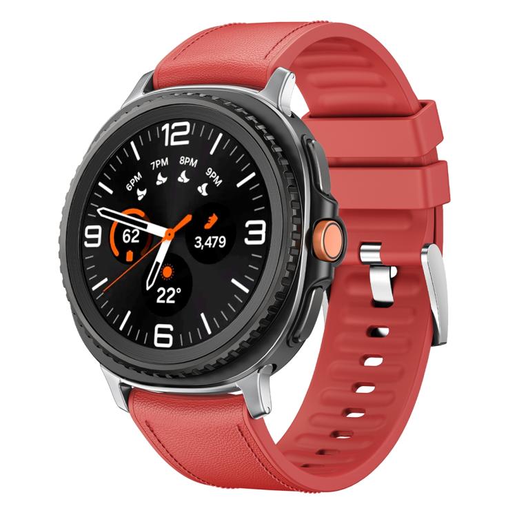 For Samsung Galaxy Watch8 44mm Silicone Leather Skin Watch Band with 3D Curved Film