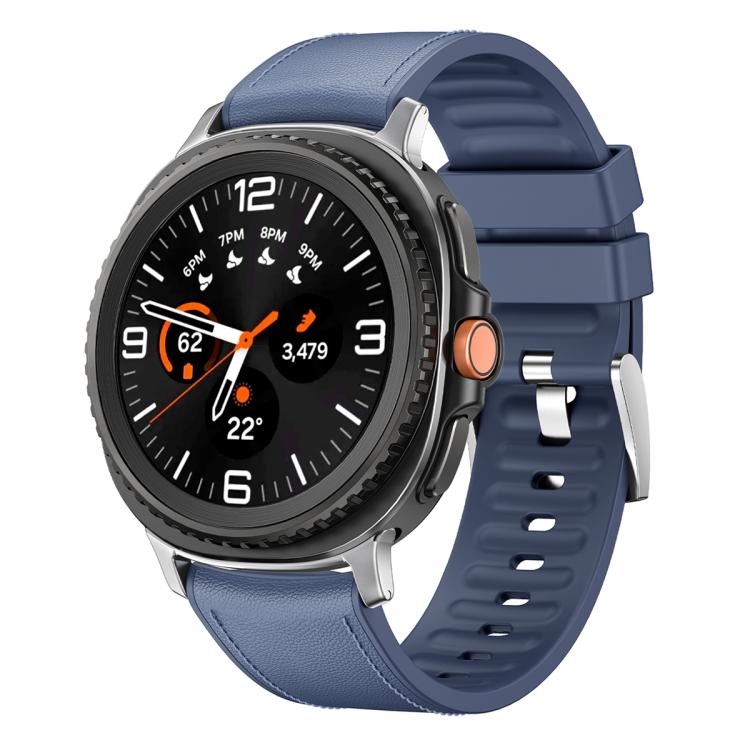 For Samsung Galaxy Watch8 44mm Silicone Leather Skin Watch Band with 3D Curved Film