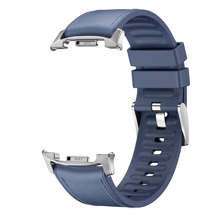 For Samsung Galaxy Watch8 44mm Silicone Leather Skin Watch Band with 3D Curved Film