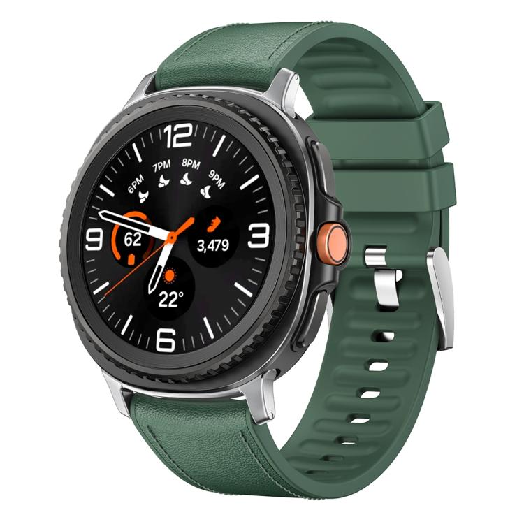 For Samsung Galaxy Watch8 44mm Silicone Leather Skin Watch Band with 3D Curved Film
