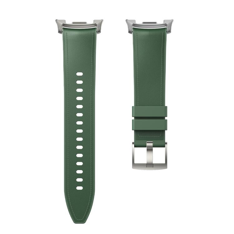 For Samsung Galaxy Watch8 44mm Silicone Leather Skin Watch Band with 3D Curved Film