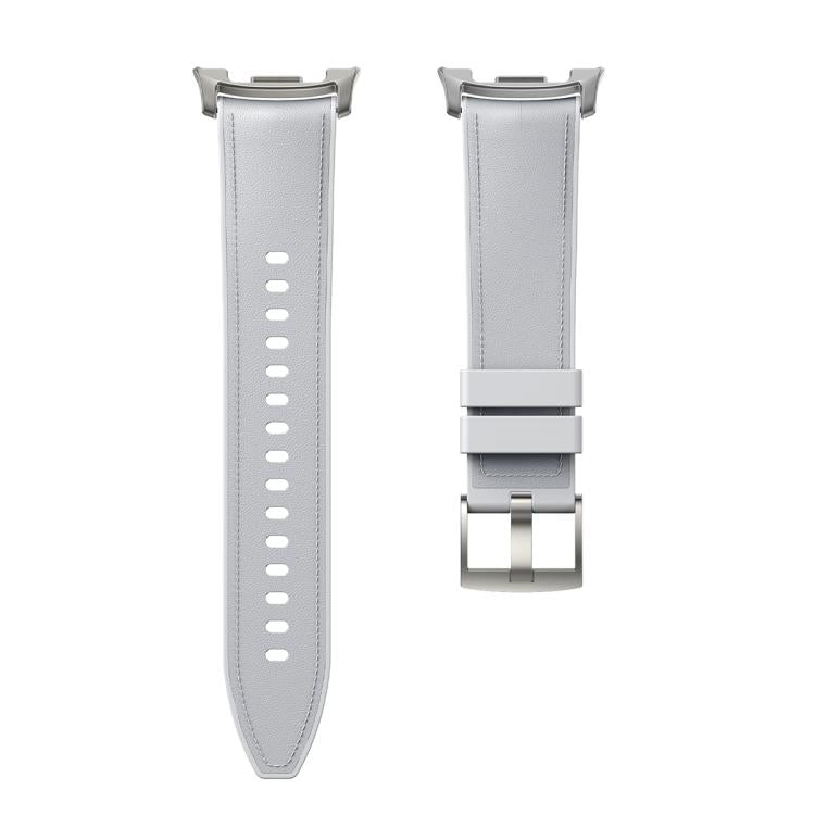 For Samsung Galaxy Watch8 44mm Silicone Leather Skin Watch Band with 3D Curved Film
