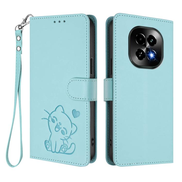 For Realme C63 5G Global Embossed Heart Cat Leather Phone Case with Hand Strap