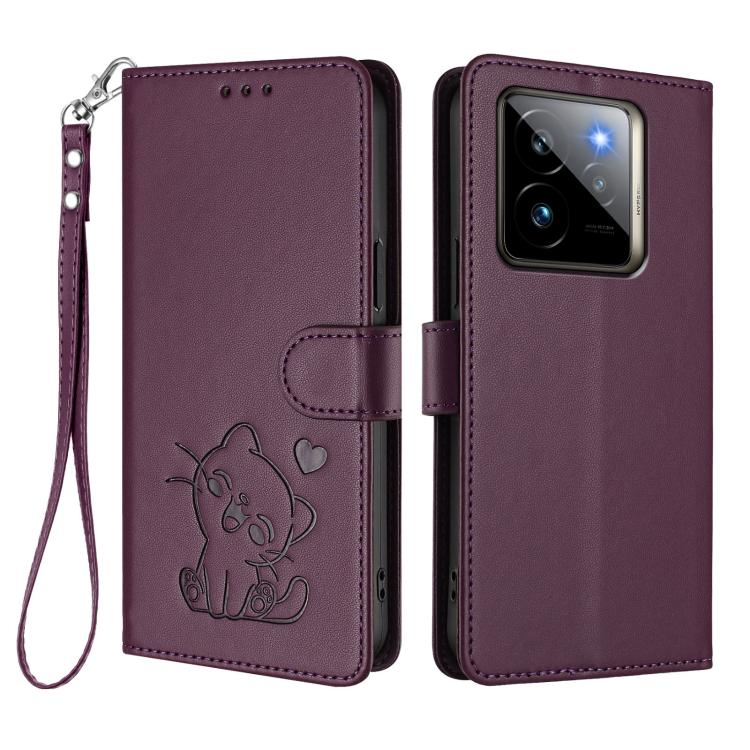 For Realme GT 7 Pro 5G / GT7 Pro Racing Embossed Heart Cat Leather Phone Case with Hand Strap