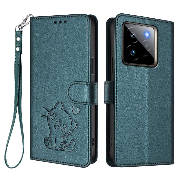 For Realme GT 7 Pro 5G / GT7 Pro Racing Embossed Heart Cat Leather Phone Case with Hand Strap