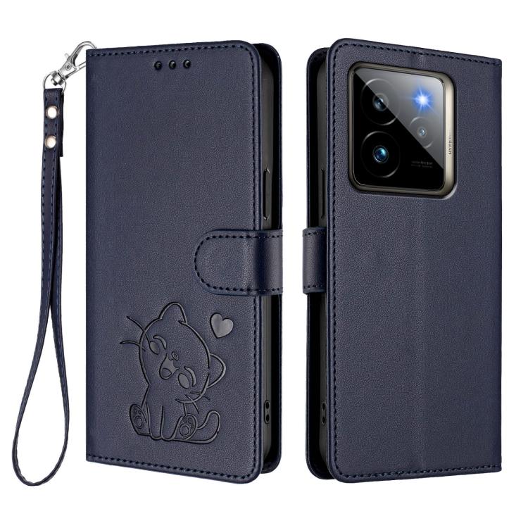 For Realme GT 7 Pro 5G / GT7 Pro Racing Embossed Heart Cat Leather Phone Case with Hand Strap