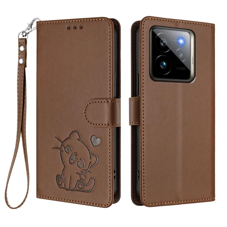 For Realme GT 7 Pro 5G / GT7 Pro Racing Embossed Heart Cat Leather Phone Case with Hand Strap