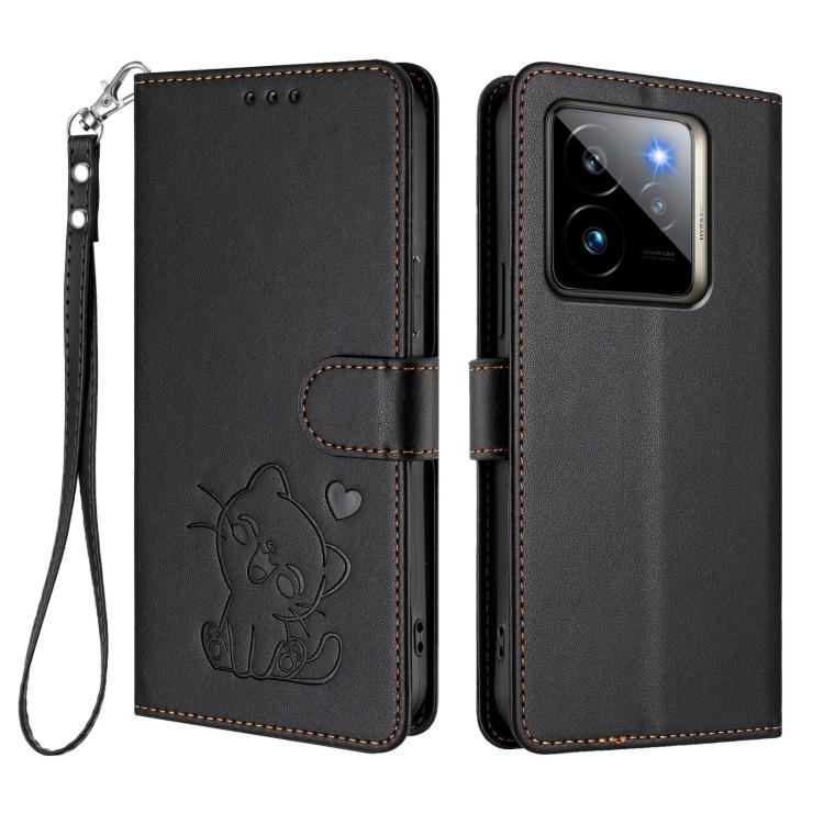 For Realme GT 7 Pro 5G / GT7 Pro Racing Embossed Heart Cat Leather Phone Case with Hand Strap