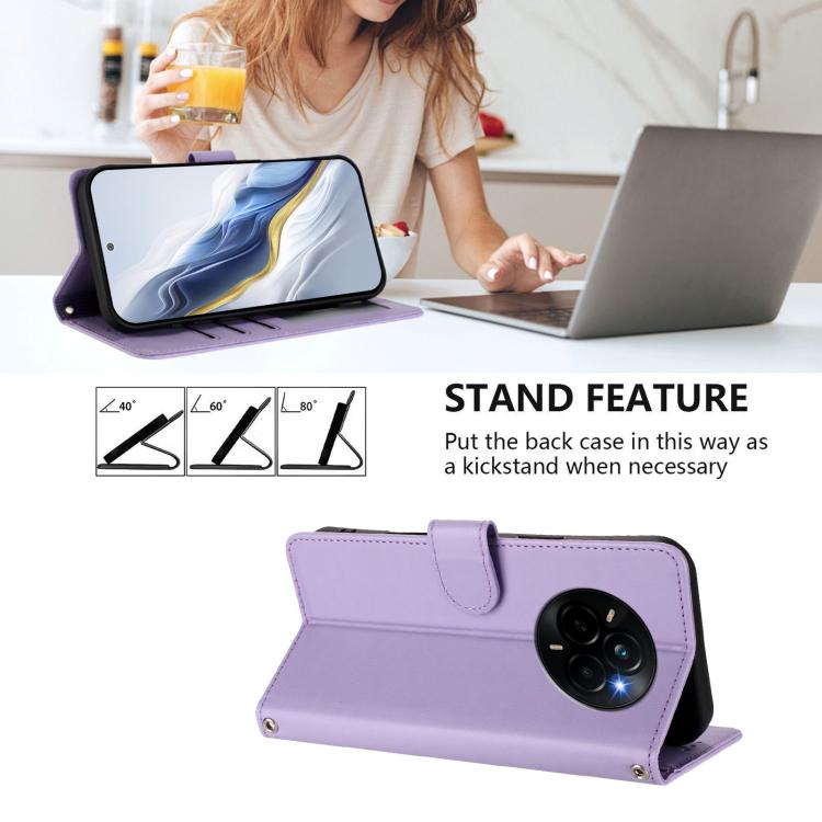 For Realme Narzo 80 Pro Embossed Heart Cat Leather Phone Case with Hand Strap