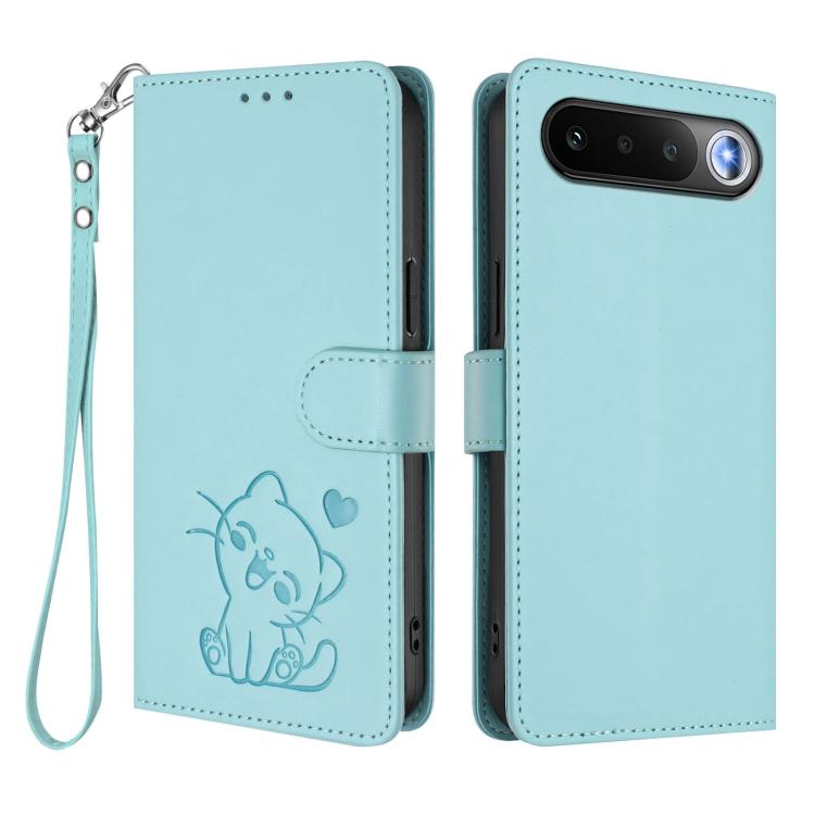 For Realme 16 5G Embossed Heart Cat Leather Phone Case with Hand Strap
