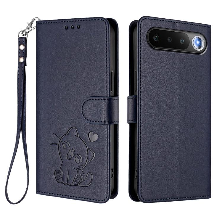 For Realme 16 5G Embossed Heart Cat Leather Phone Case with Hand Strap