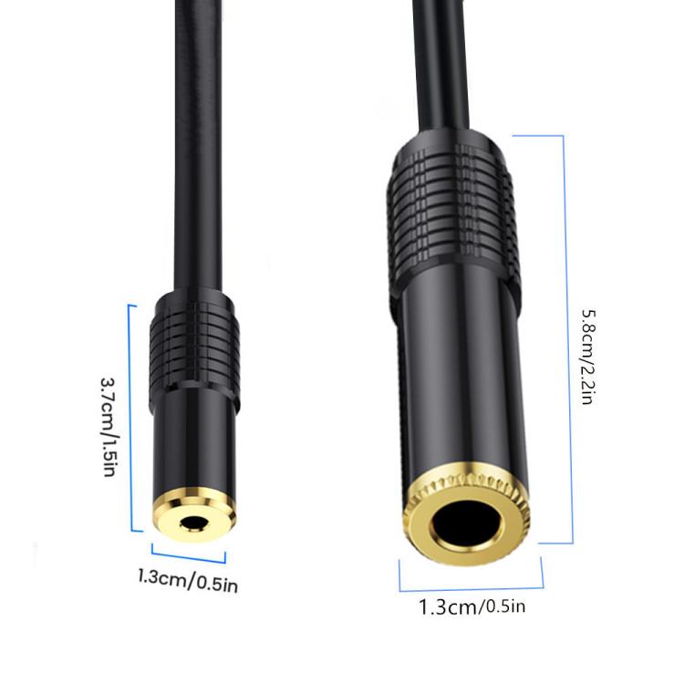 3.5mm Dual-channel Female to 6.35mm Dual-channel Female Stereo Audio Cable, Length:1.8m