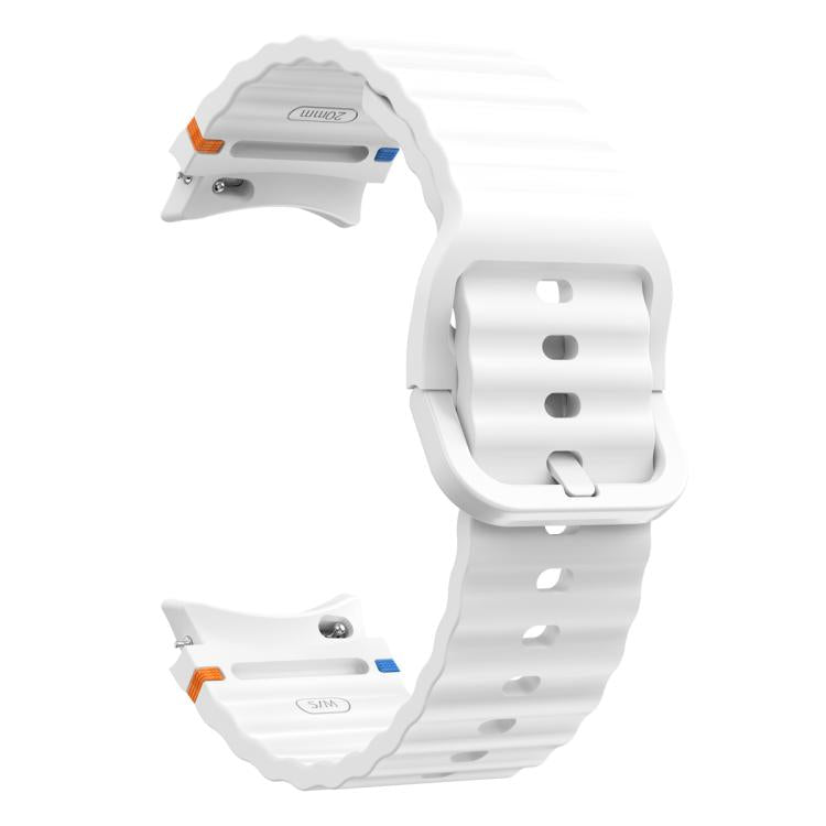 For Samsung Galaxy Watch FE 40mm Wave Stitching Silicone Watch Band with 3D Curved Film