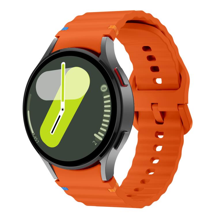 For Samsung Galaxy Watch7 44mm Wave Stitching Silicone Watch Band with 3D Curved Film