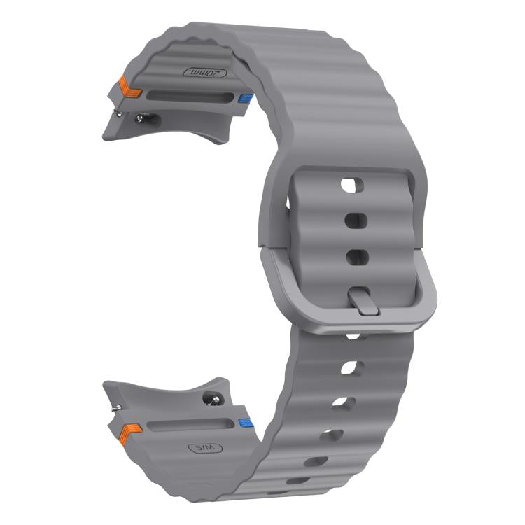 For Samsung Galaxy Watch6 40mm Wave Stitching Silicone Watch Band with 3D Curved Film