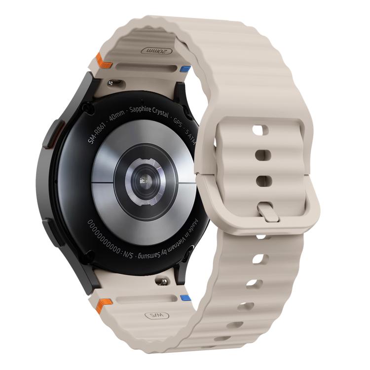 For Samsung Galaxy Watch6 44mm Wave Stitching Silicone Watch Band with 3D Curved Film