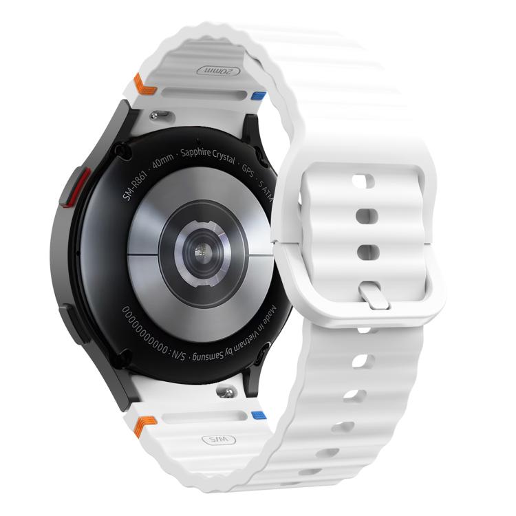 For Samsung Galaxy Watch4 44mm Wave Stitching Silicone Watch Band with 3D Curved Film