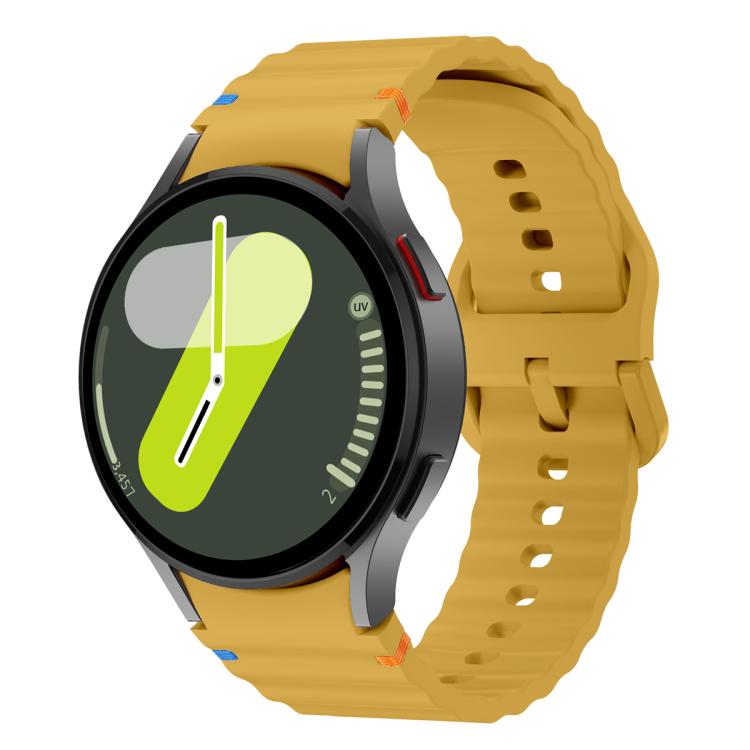For Samsung Galaxy Watch4 Active 44mm Wave Stitching Silicone Watch Band with 3D Curved Film