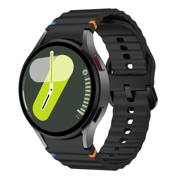 For Samsung Galaxy Watch4 Active 44mm Wave Stitching Silicone Watch Band with 3D Curved Film