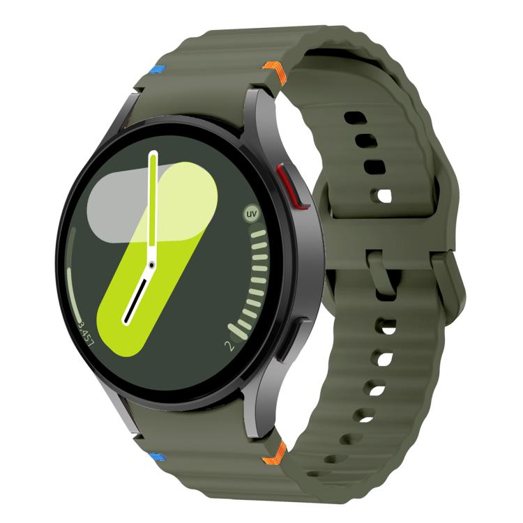 For Samsung Galaxy Watch4 Active 44mm Wave Stitching Silicone Watch Band with 3D Curved Film
