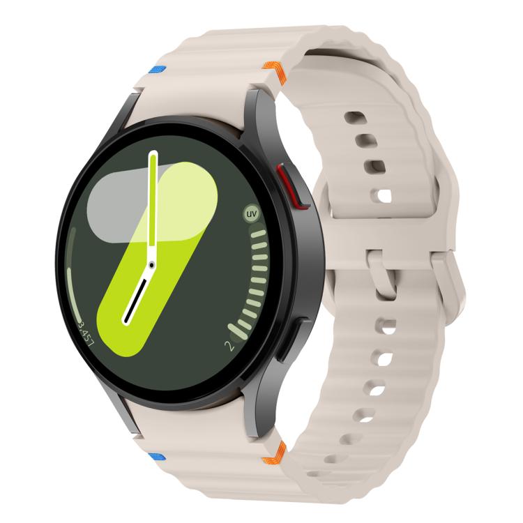 For Samsung Galaxy Watch4 Active 44mm Wave Stitching Silicone Watch Band with 3D Curved Film