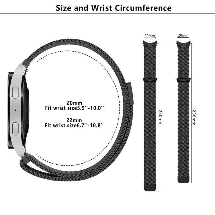 For Samsung Galaxy Watch5 44mm Milanese Magnetic Stainless Steel Watch Band with 3D Curved Film