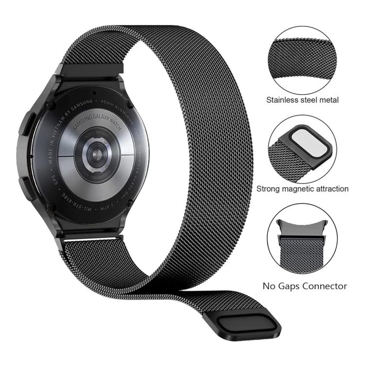 For Samsung Galaxy Watch5 44mm Milanese Magnetic Stainless Steel Watch Band with 3D Curved Film