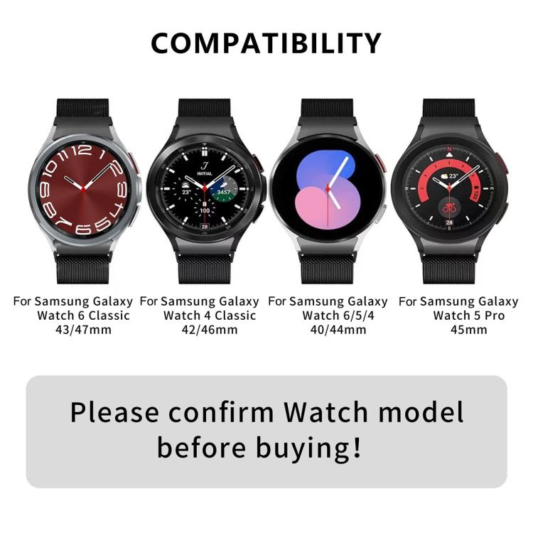 For Samsung Galaxy Watch5 44mm Milanese Magnetic Stainless Steel Watch Band with 3D Curved Film