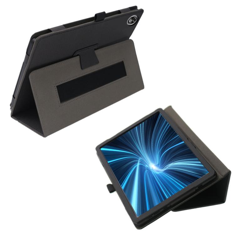 For DOOGEE T40 Pro 2-Folding Leather Tablet Case with Handrest & Pen Slot - Black