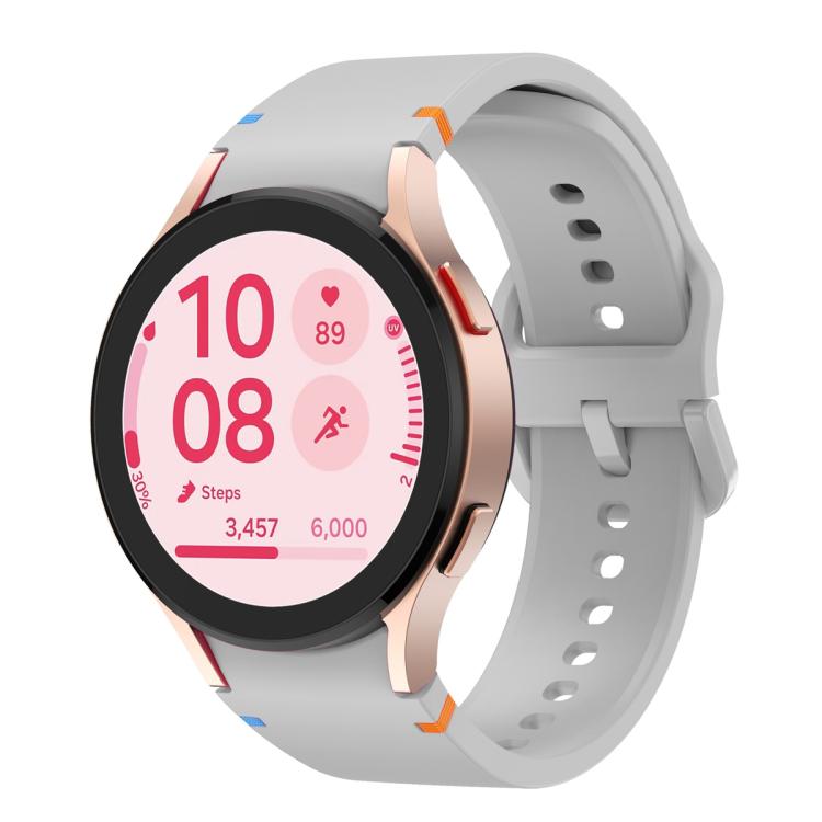 For Samsung Galaxy Watch FE 40mm Plain Stitching Silicone Watch Band with 3D Curved Film