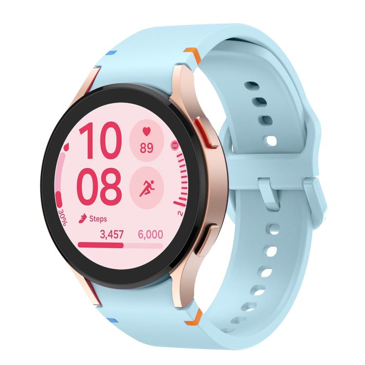 For Samsung Galaxy Watch FE 40mm Plain Stitching Silicone Watch Band with 3D Curved Film