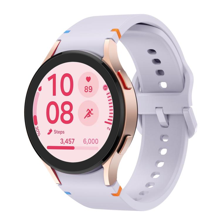 For Samsung Galaxy Watch7 40mm Plain Stitching Silicone Watch Band with 3D Curved Film