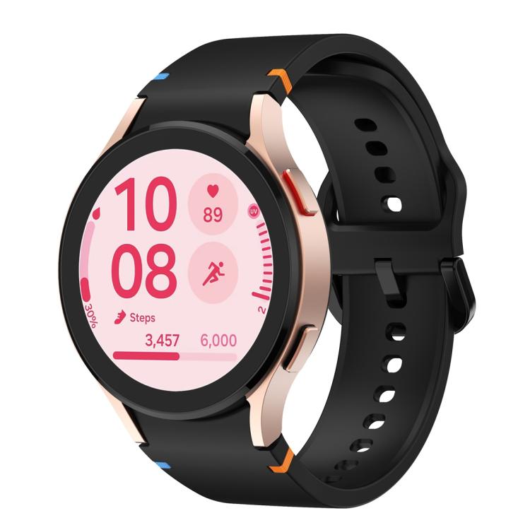 For Samsung Galaxy Watch4 44mm Plain Stitching Silicone Watch Band with 3D Curved Film