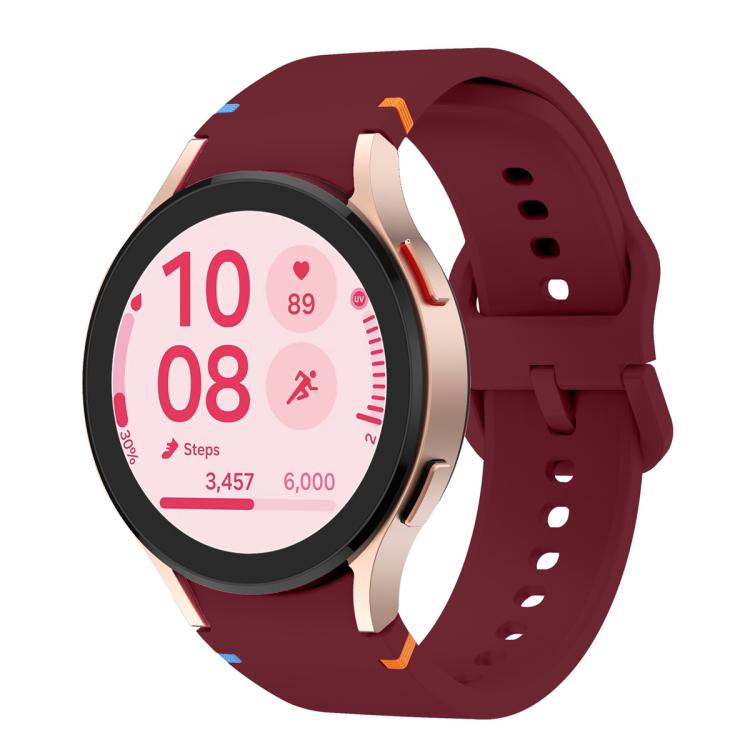 For Samsung Galaxy Watch4 44mm Plain Stitching Silicone Watch Band with 3D Curved Film