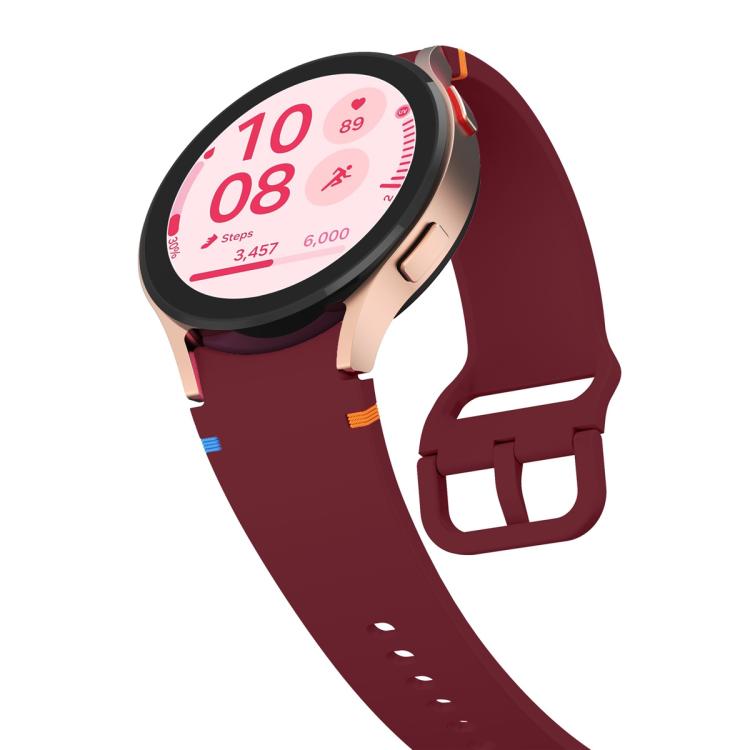 For Samsung Galaxy Watch4 44mm Plain Stitching Silicone Watch Band with 3D Curved Film