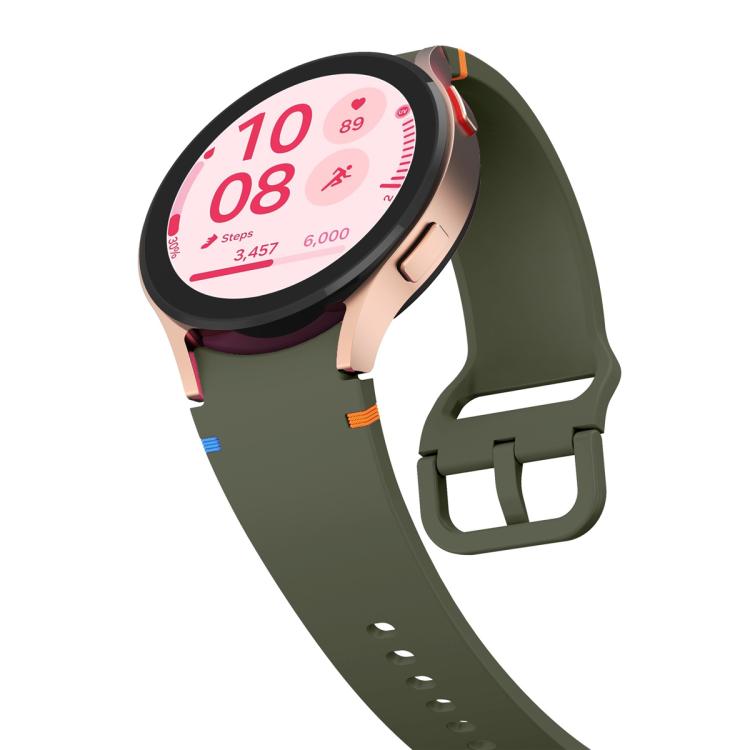 For Samsung Galaxy Watch4 Active 44mm Plain Stitching Silicone Watch Band with 3D Curved Film