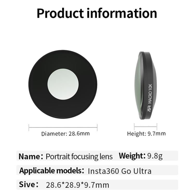 For Insta360 GO Ultra JSR LH Series 10X Macro Lens With Frame + Hat Clip