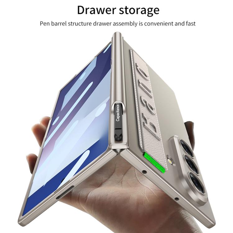 For Samsung Galaxy Z Fold7 5G GKK Integrated Magnetic Folding Hinge Phone Case with Wrist Strap & Pen Holder