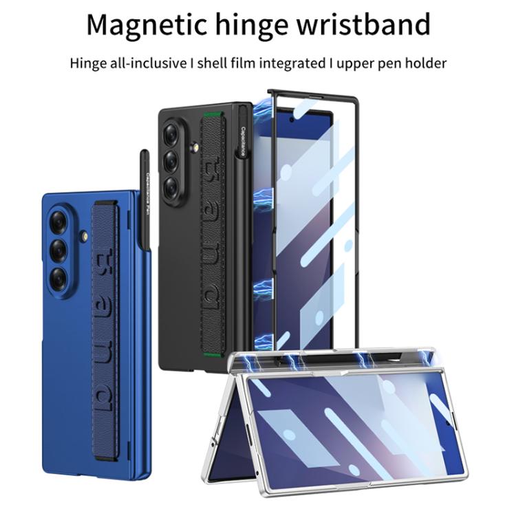 For Samsung Galaxy Z Fold7 5G GKK Integrated Magnetic Folding Hinge Phone Case with Wrist Strap & Pen Holder